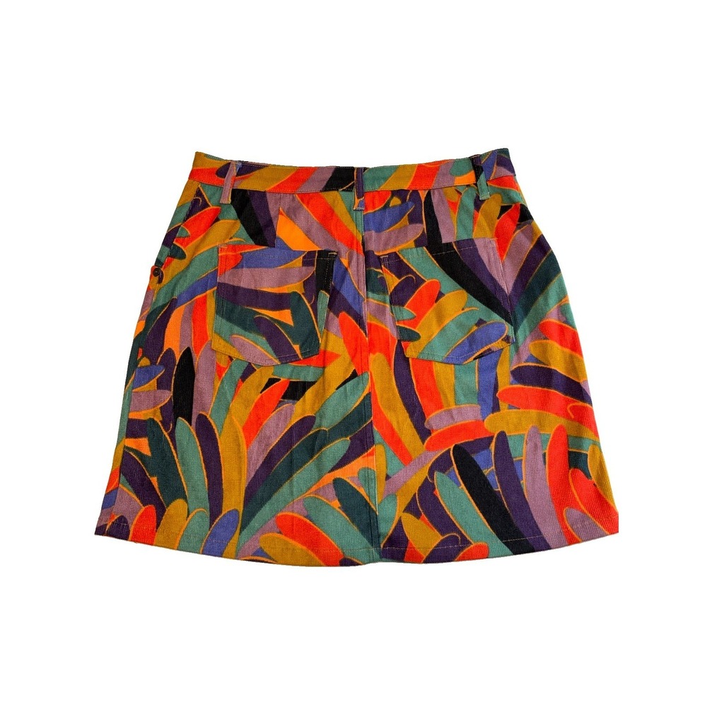Farm Rio Kiki Multi Color Corduroy Button Up Mini Skirt Size Large - Picture 7 of 8